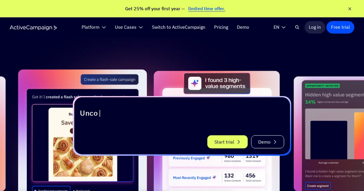 Screenshot von ActiveCampaign AI