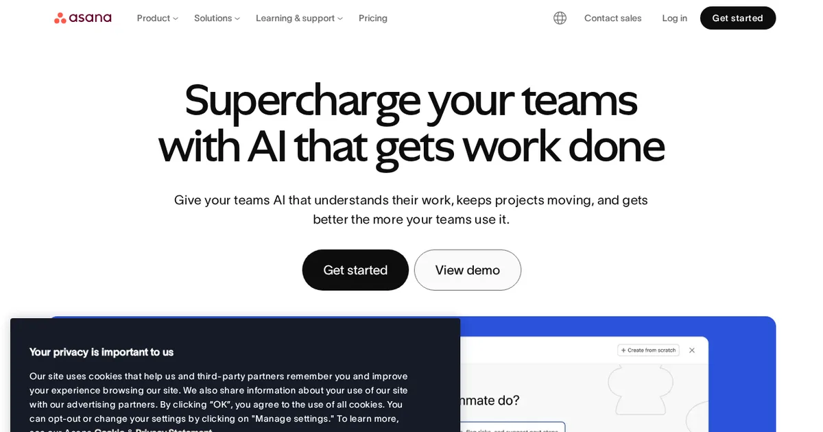 Screenshot von Asana AI