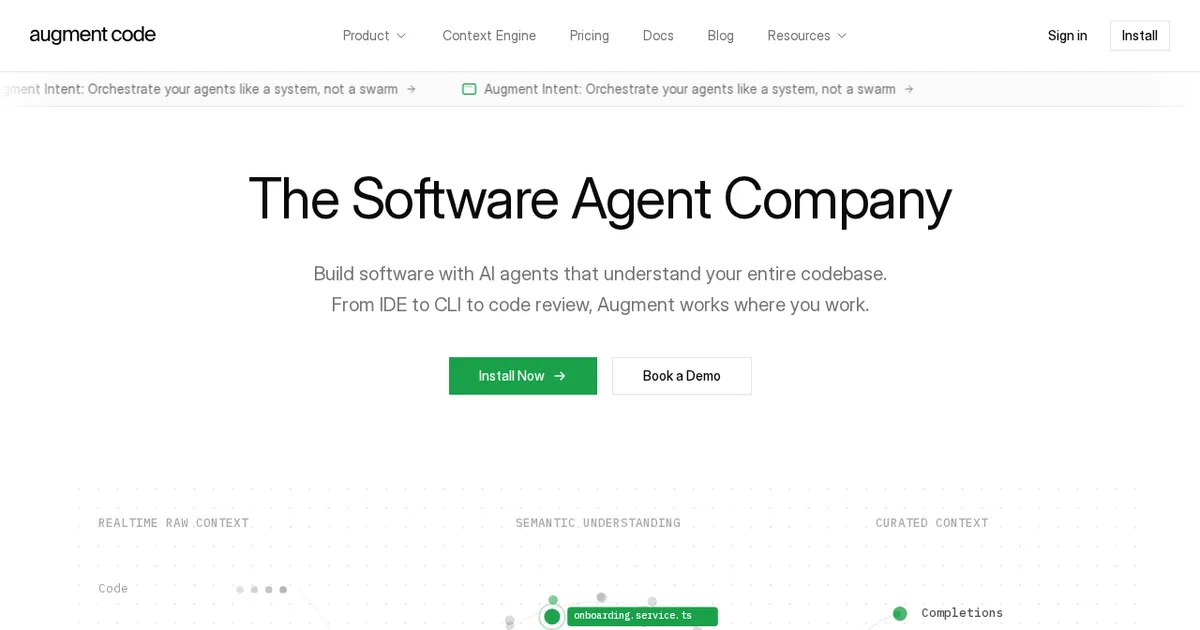 Screenshot von Augment Code