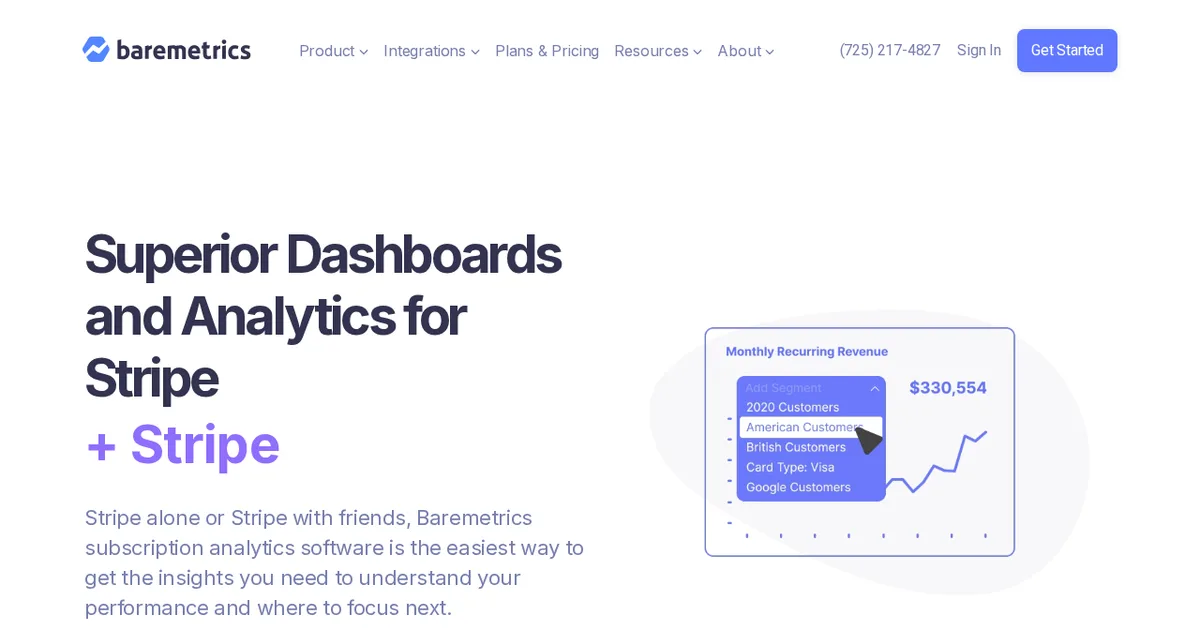Screenshot von Baremetrics