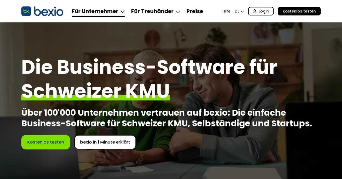 Screenshot von Bexio