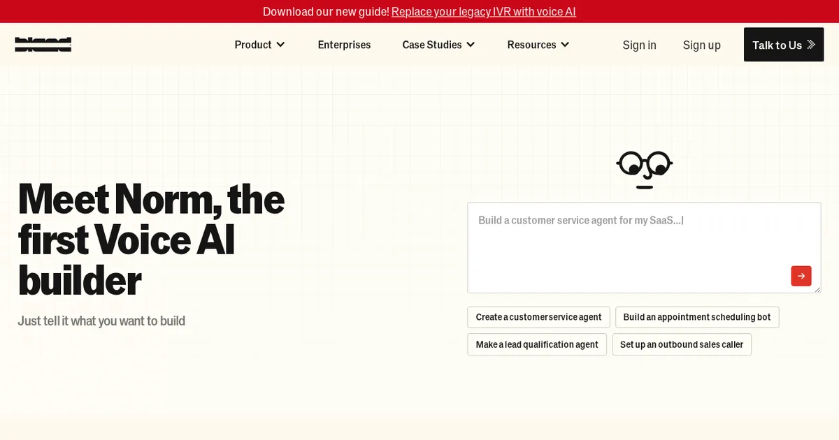Screenshot von Bland AI