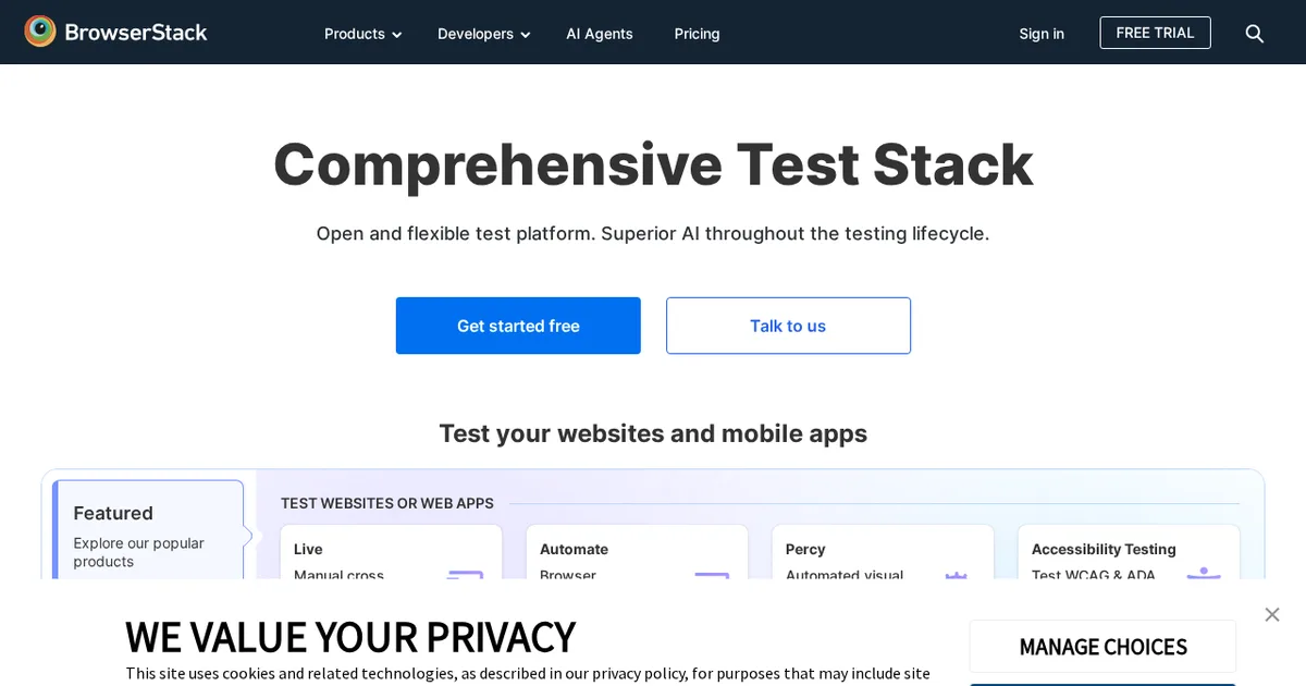 Screenshot von BrowserStack AI