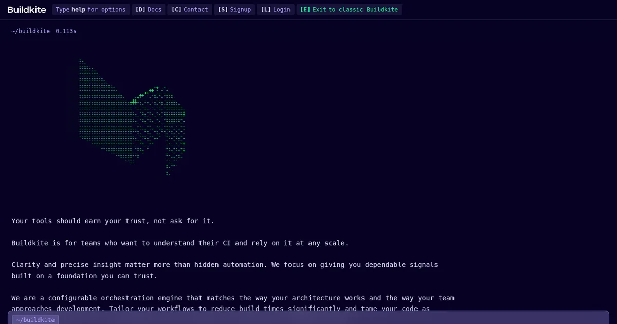 Screenshot von Buildkite
