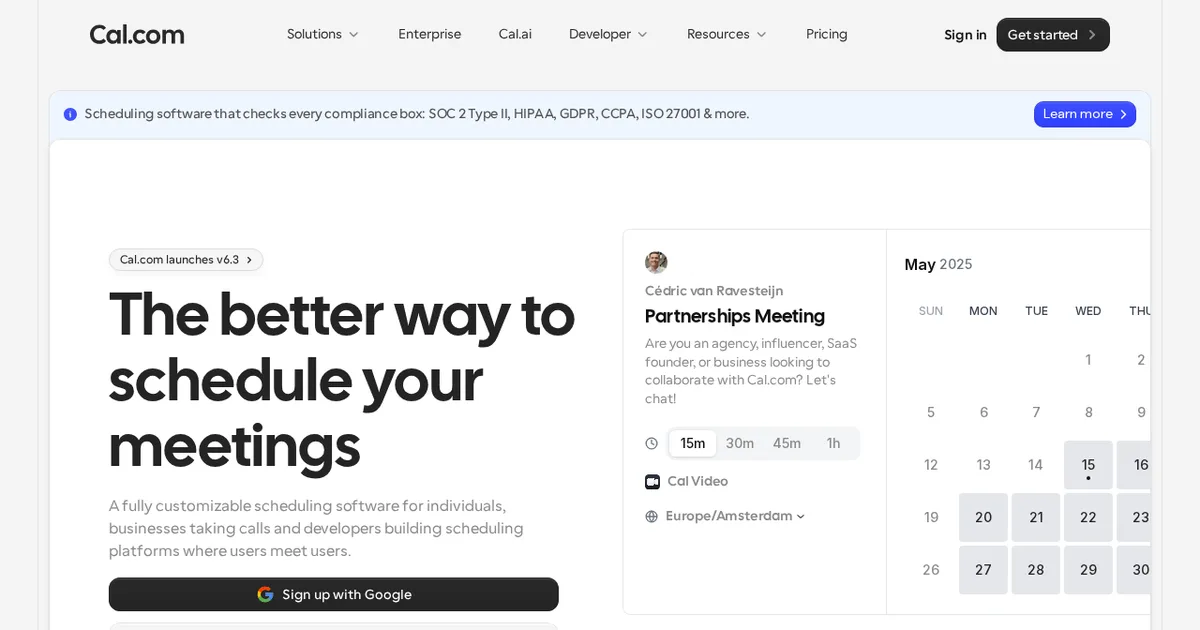 Screenshot von Cal.com AI