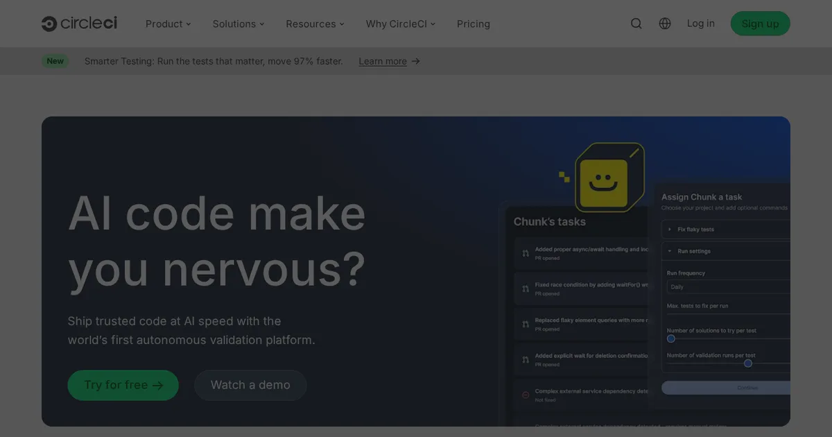 Screenshot von CircleCI