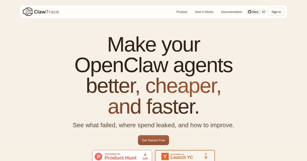 Screenshot von ClawTrace