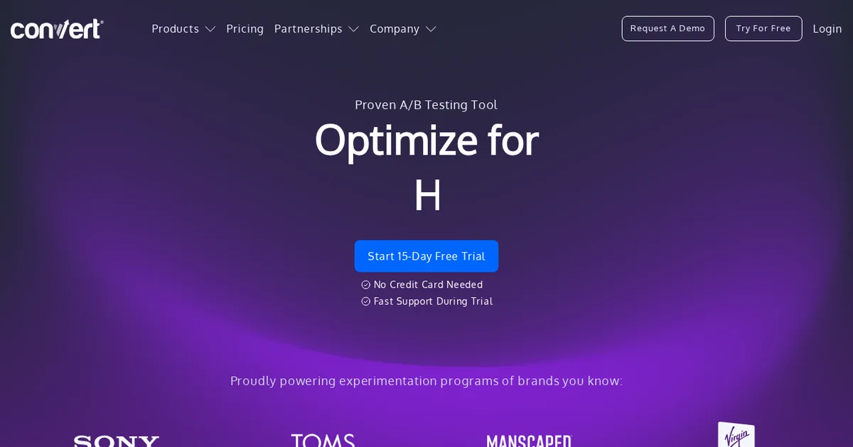 Screenshot von Convert.com