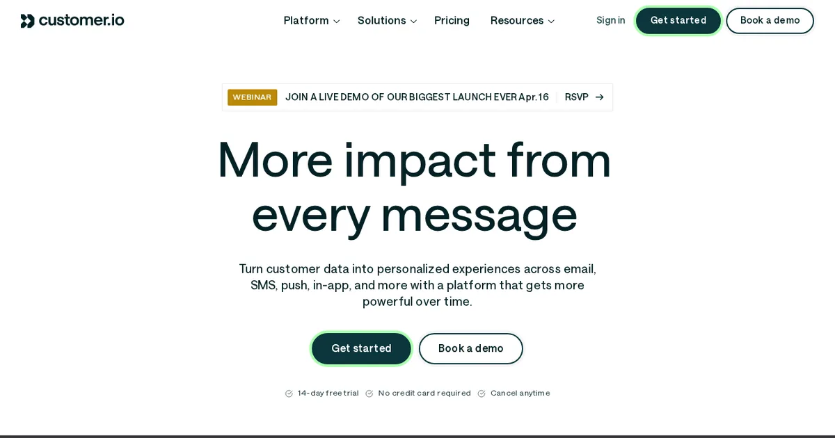 Screenshot von Customer.io