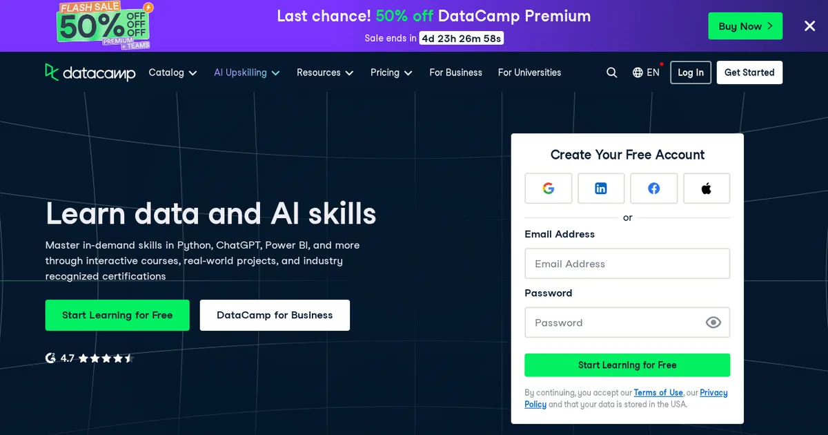 Screenshot von DataCamp