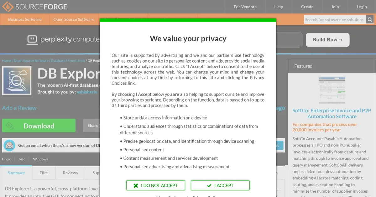 Screenshot von DB Explorer