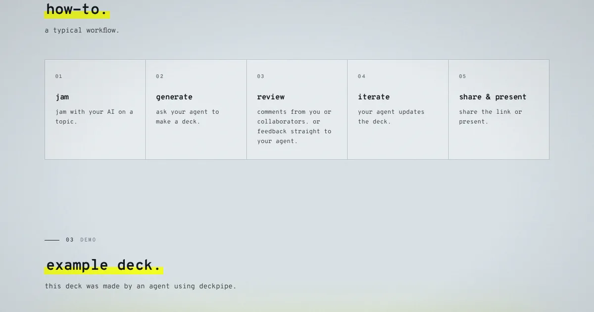Screenshot von deckpipe.dev