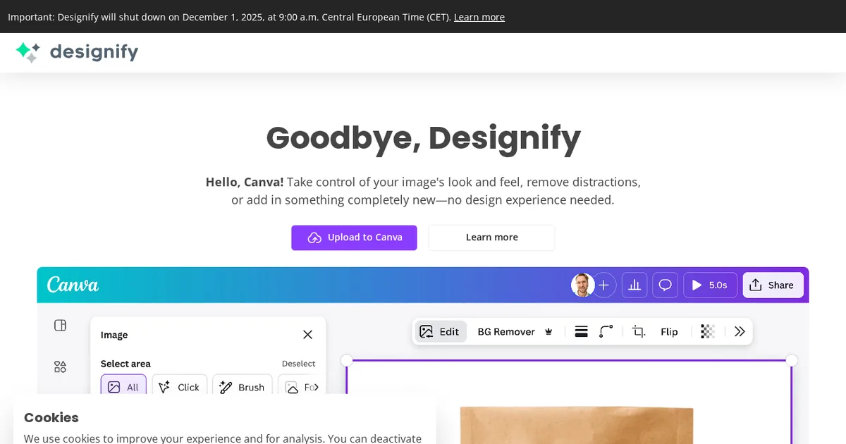 Screenshot von Designify