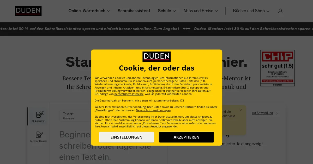 Screenshot von Duden Mentor