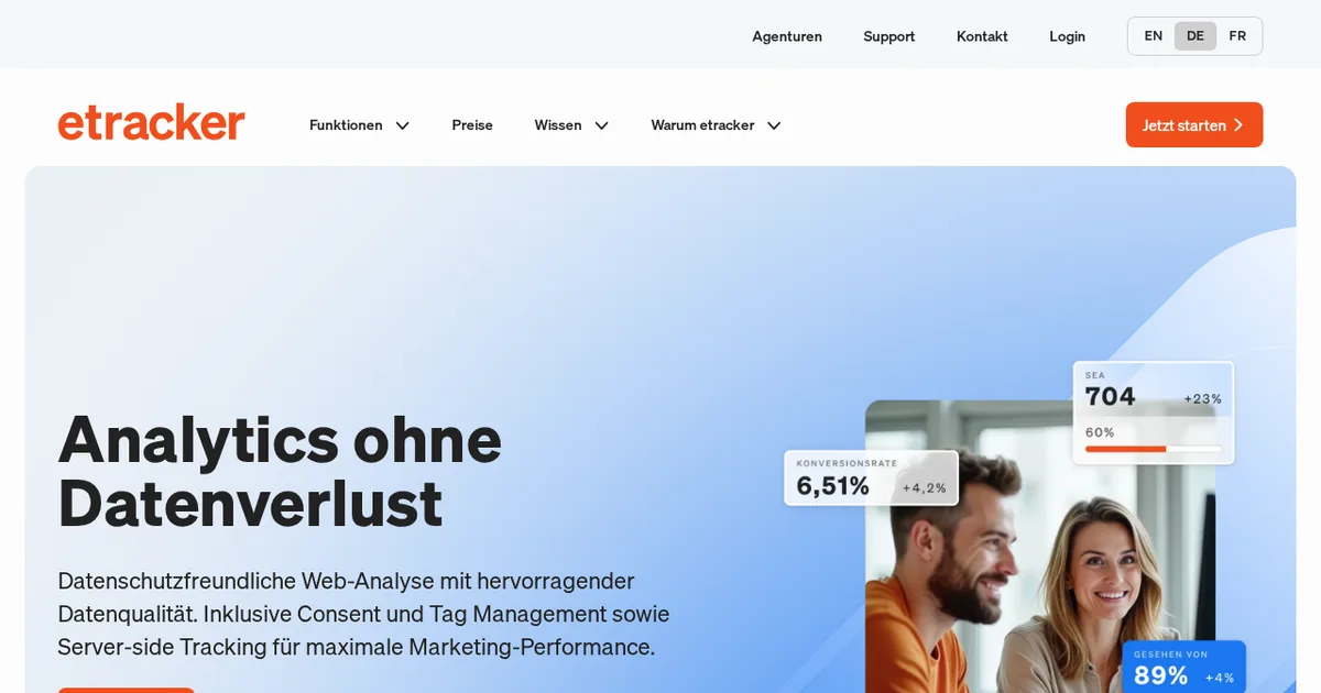 Screenshot von etracker