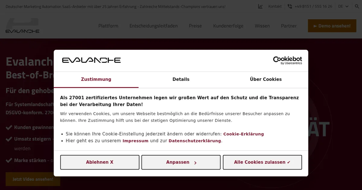 Screenshot von Evalanche