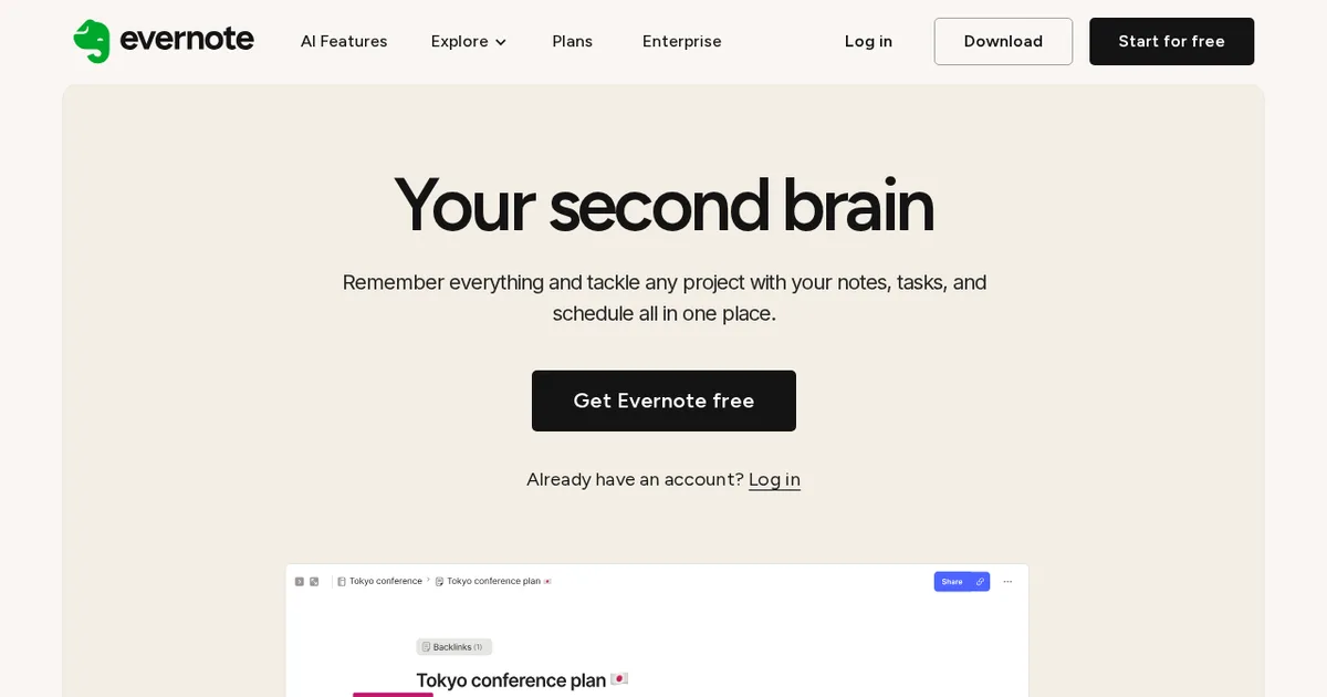 Screenshot von Evernote AI