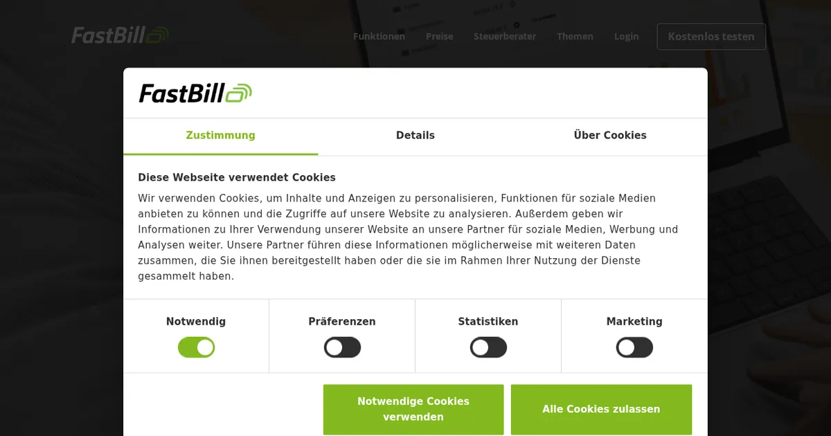 Screenshot von FastBill