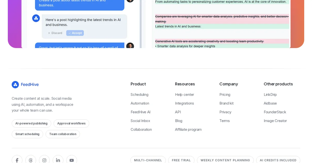 Screenshot von FeedHive