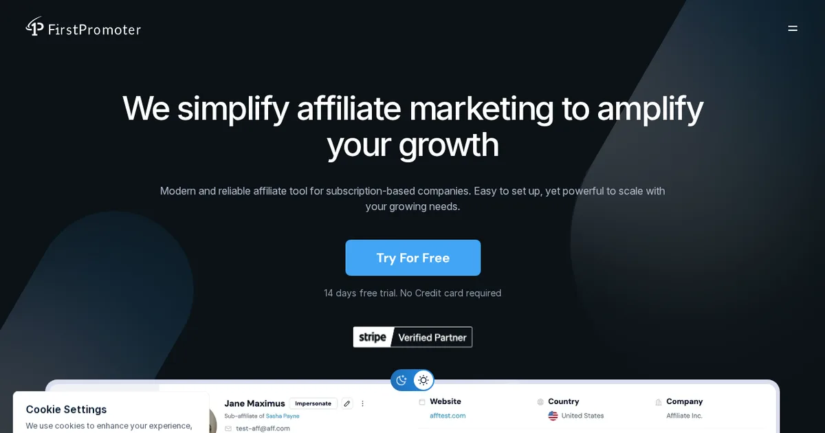Screenshot von FirstPromoter