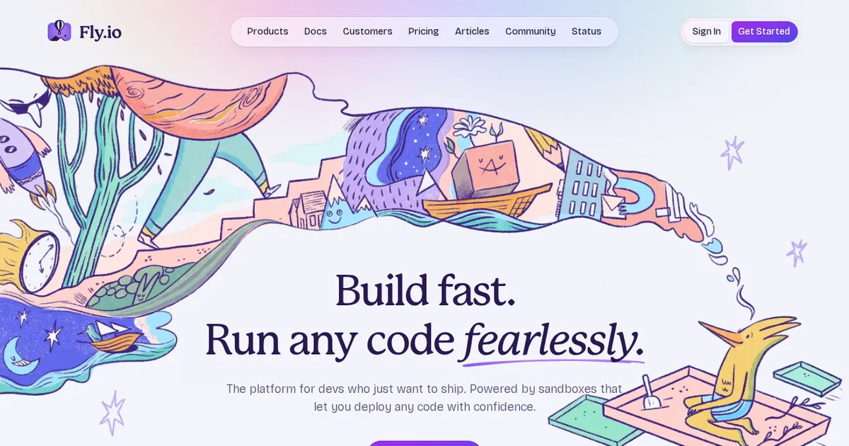Screenshot von Fly.io