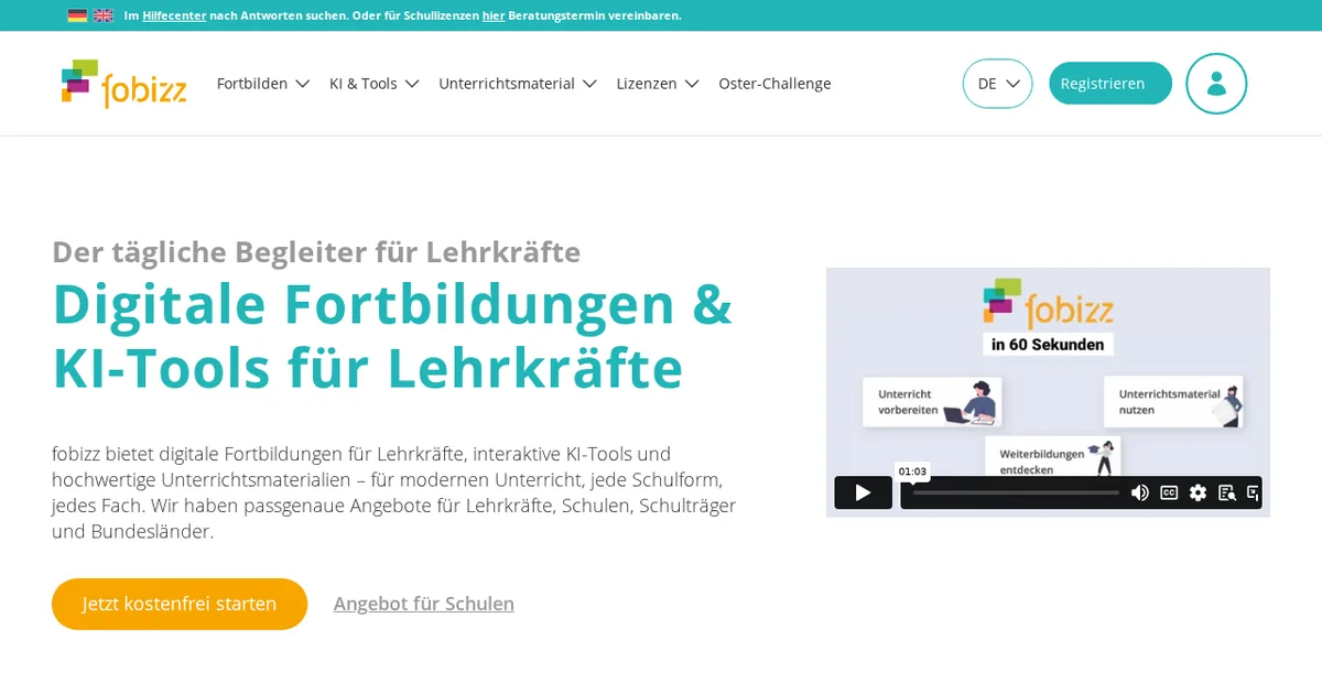 Screenshot von Fobizz