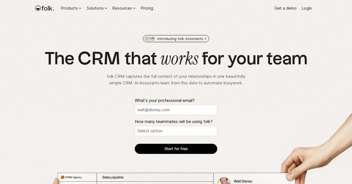 Screenshot von Folk CRM
