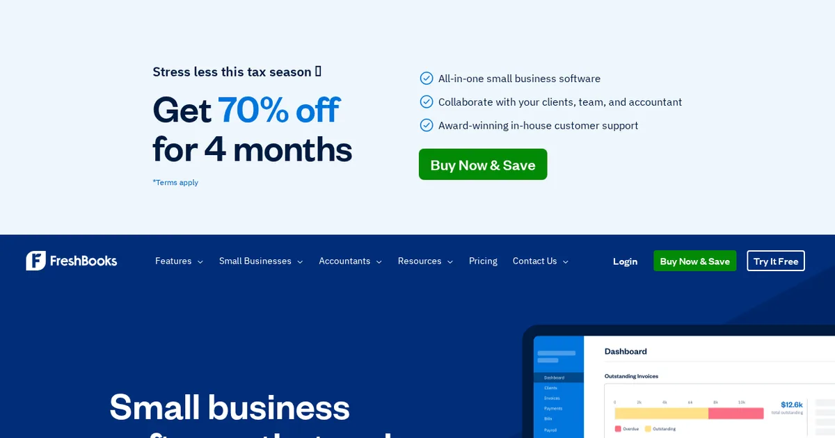 Screenshot von FreshBooks