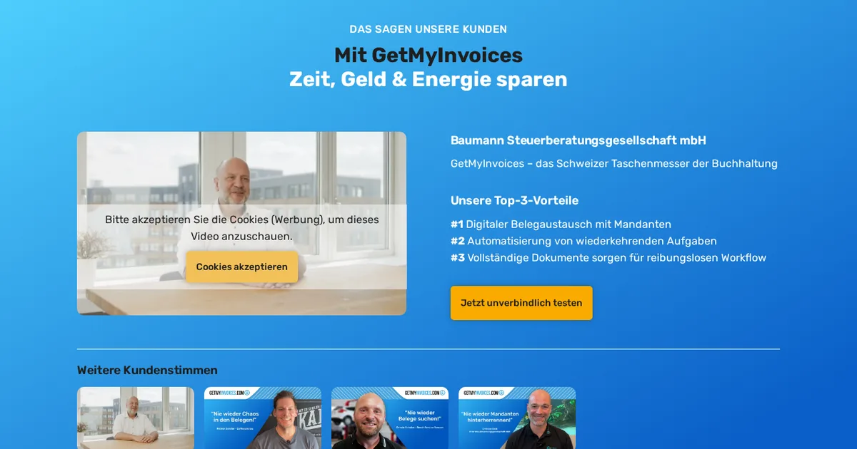 Screenshot von GetMyInvoices