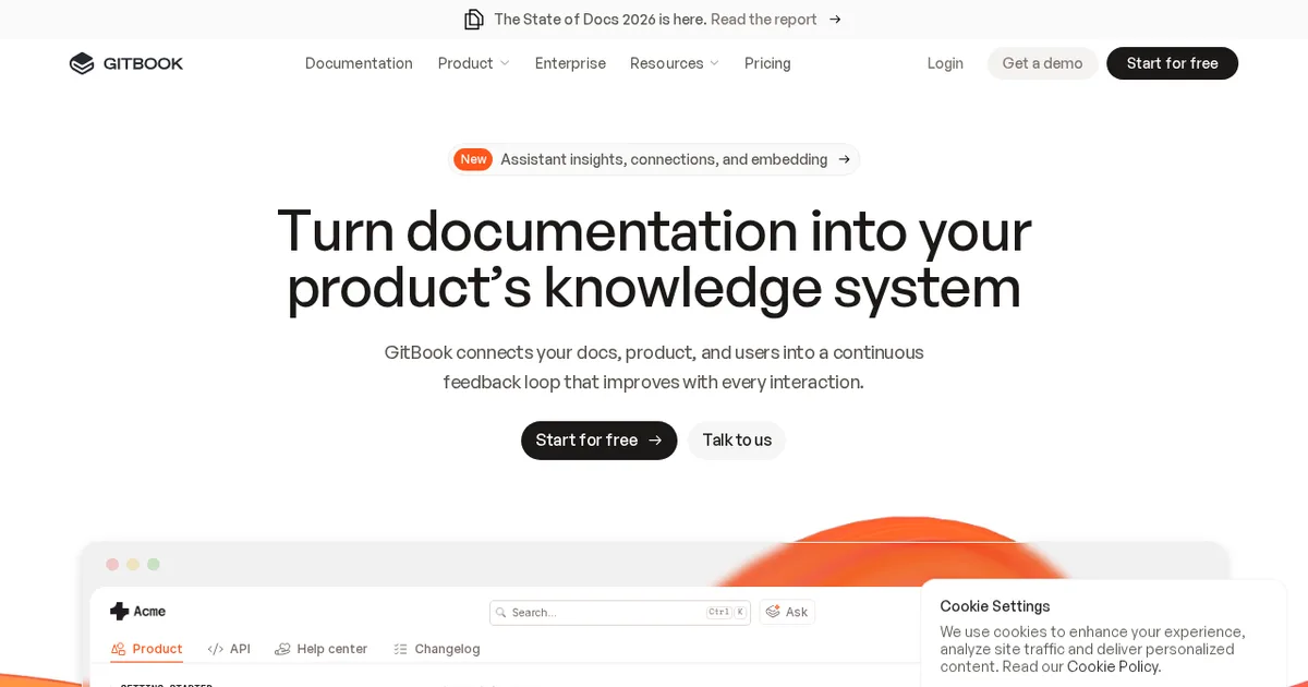 Screenshot von Gitbook AI