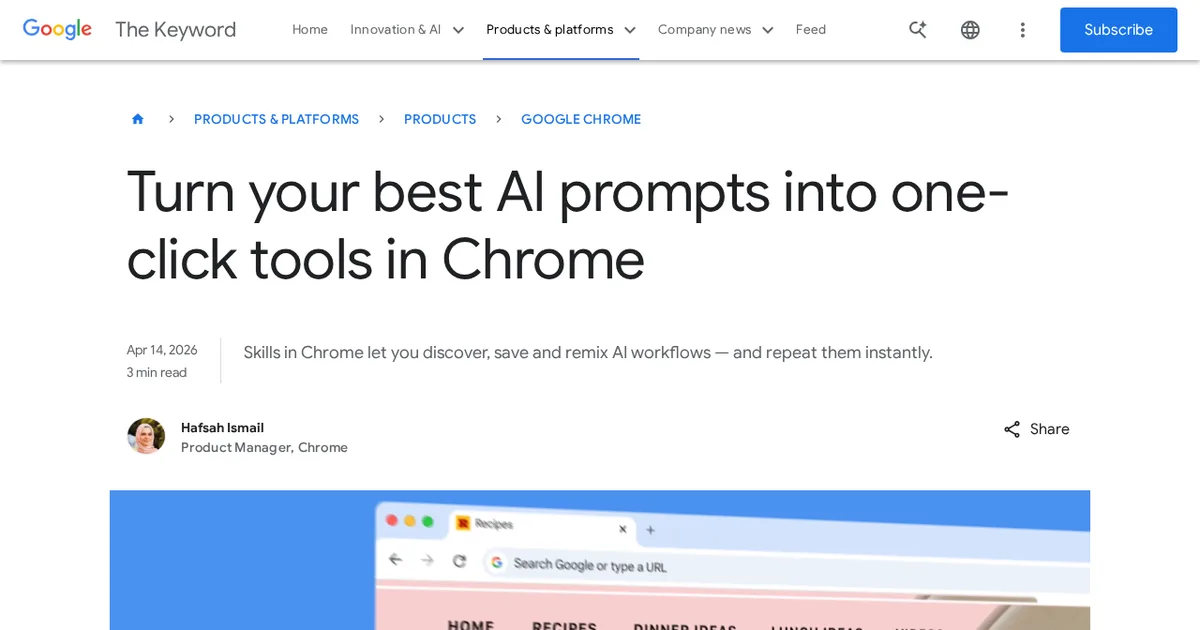 Screenshot von Google Chrome Skills