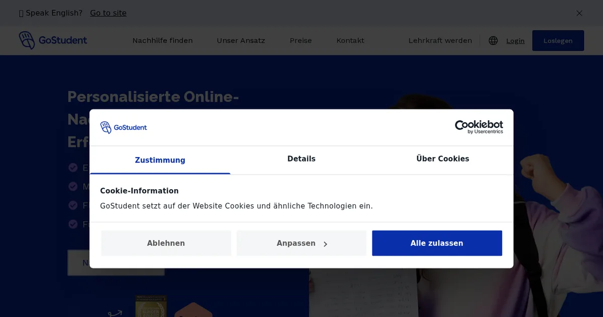 Screenshot von GoStudent