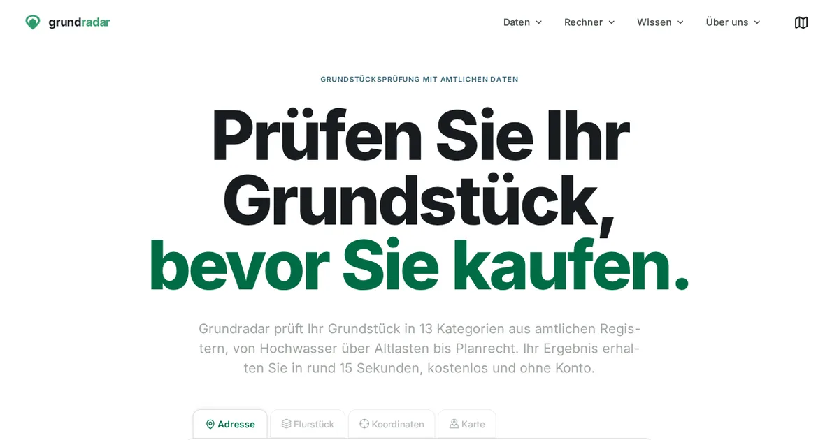 Screenshot von GrundRadar