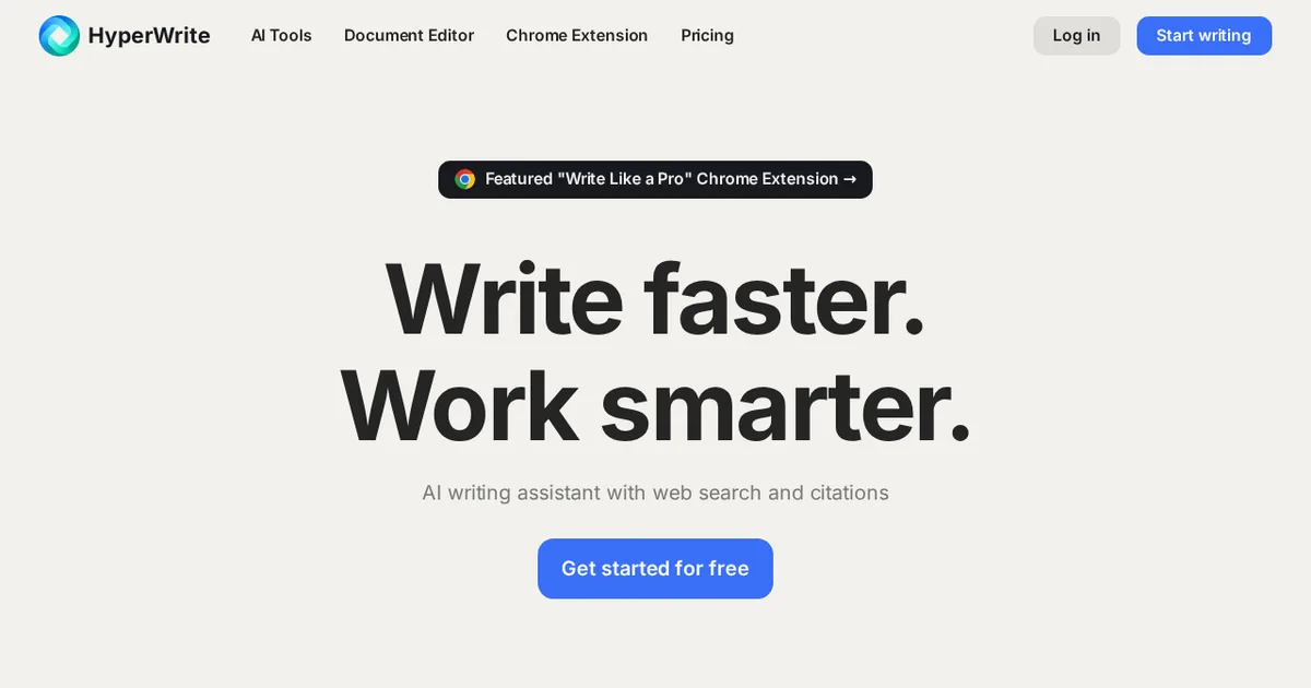 Screenshot von Hyperwrite