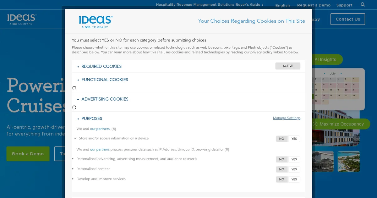 Screenshot von IDeaS Revenue Management