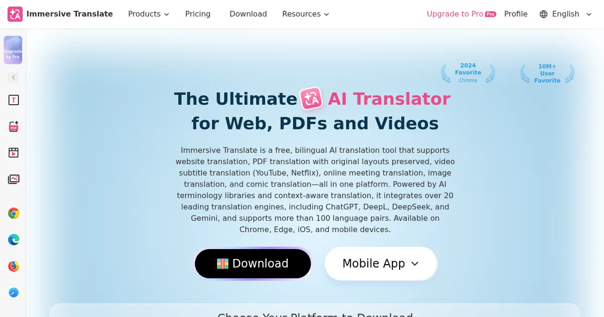 Screenshot von Immersive Translate