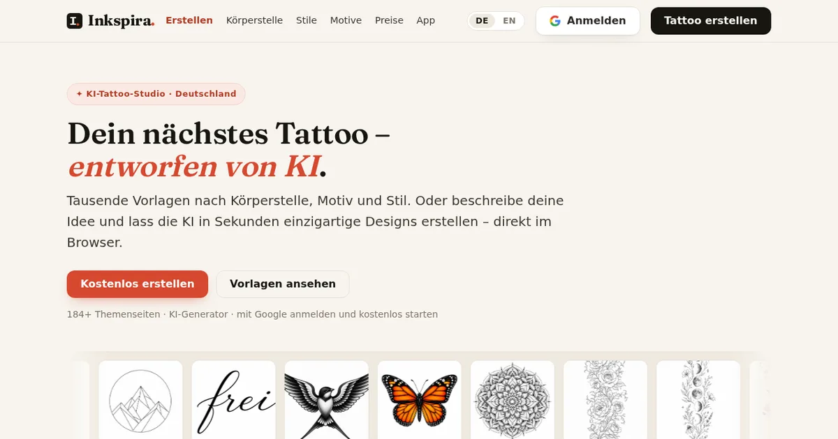 Screenshot von Inkspira
