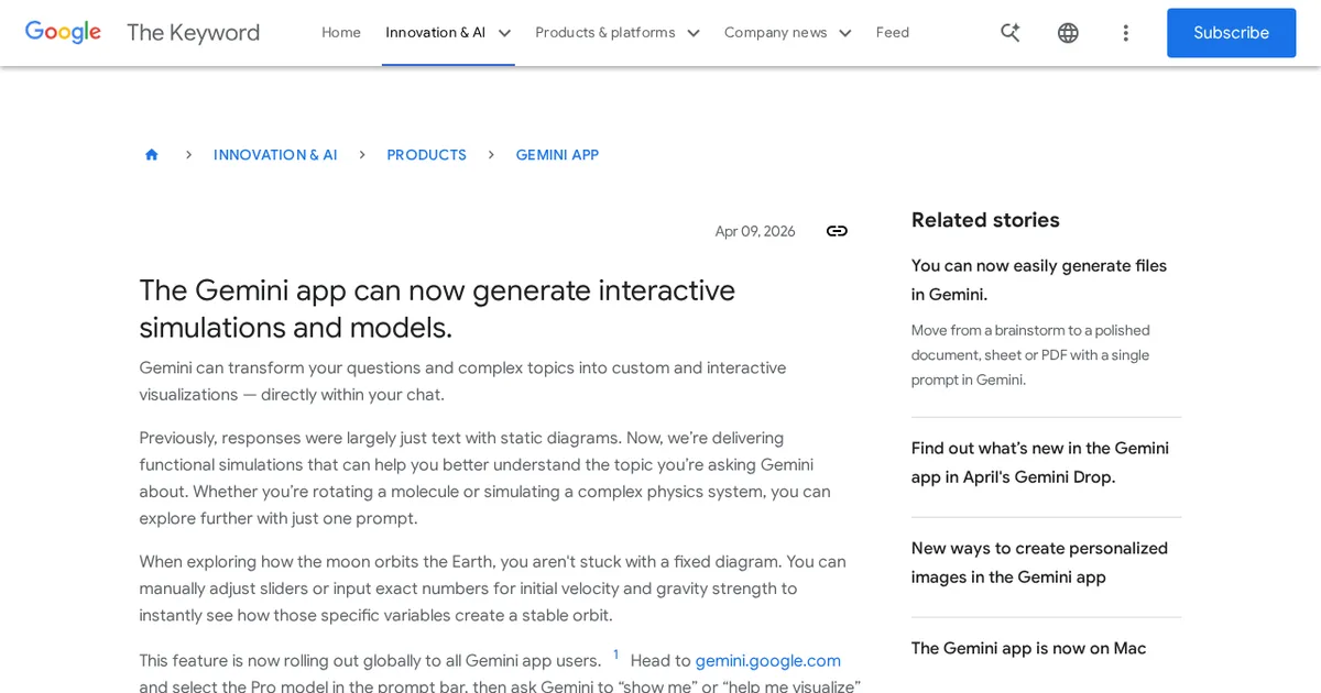 Screenshot von Interactive Simulations in Gemini