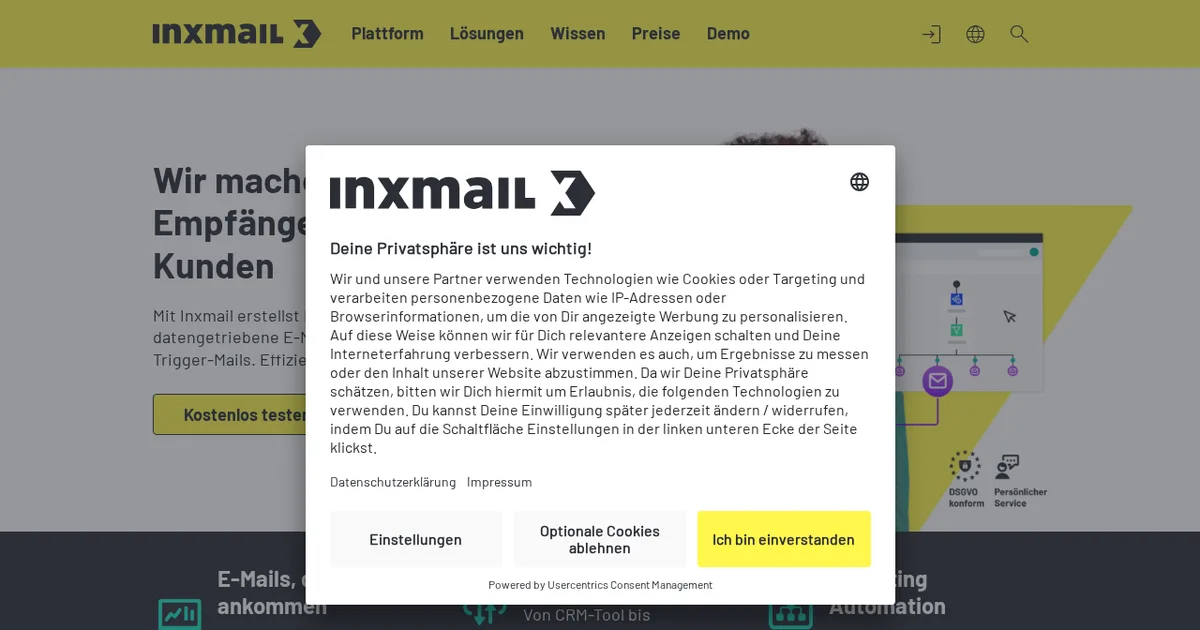 Screenshot von Inxmail