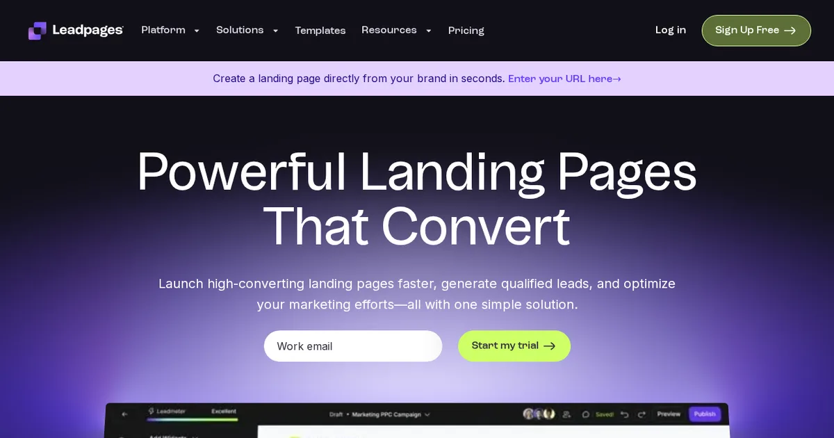 Screenshot von Leadpages