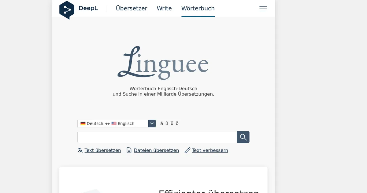Screenshot von Linguee