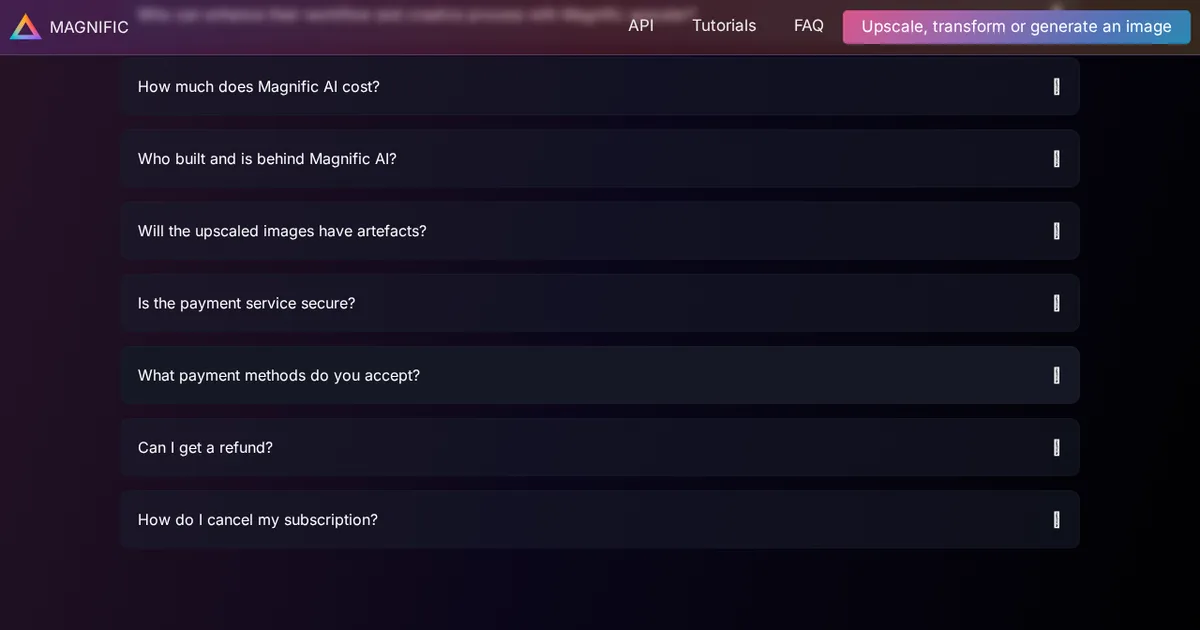 Screenshot von Magnific AI