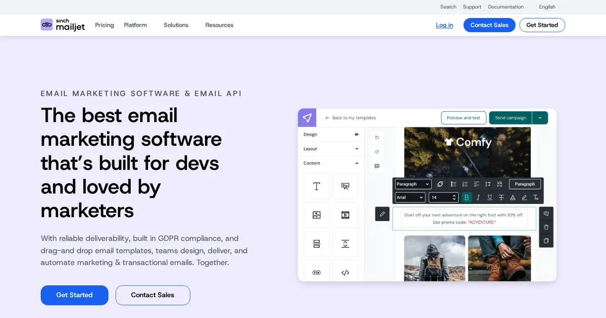 Screenshot von Mailjet
