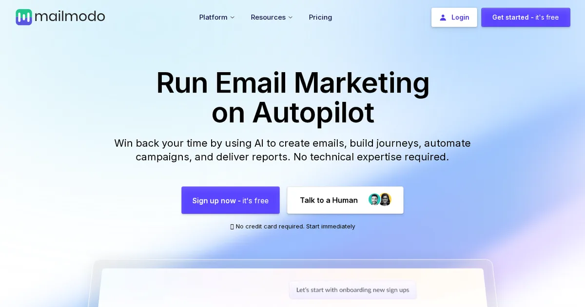 Screenshot von Mailmodo