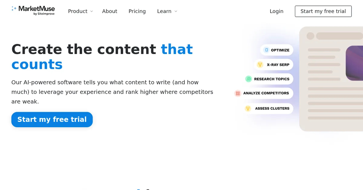 Screenshot von MarketMuse