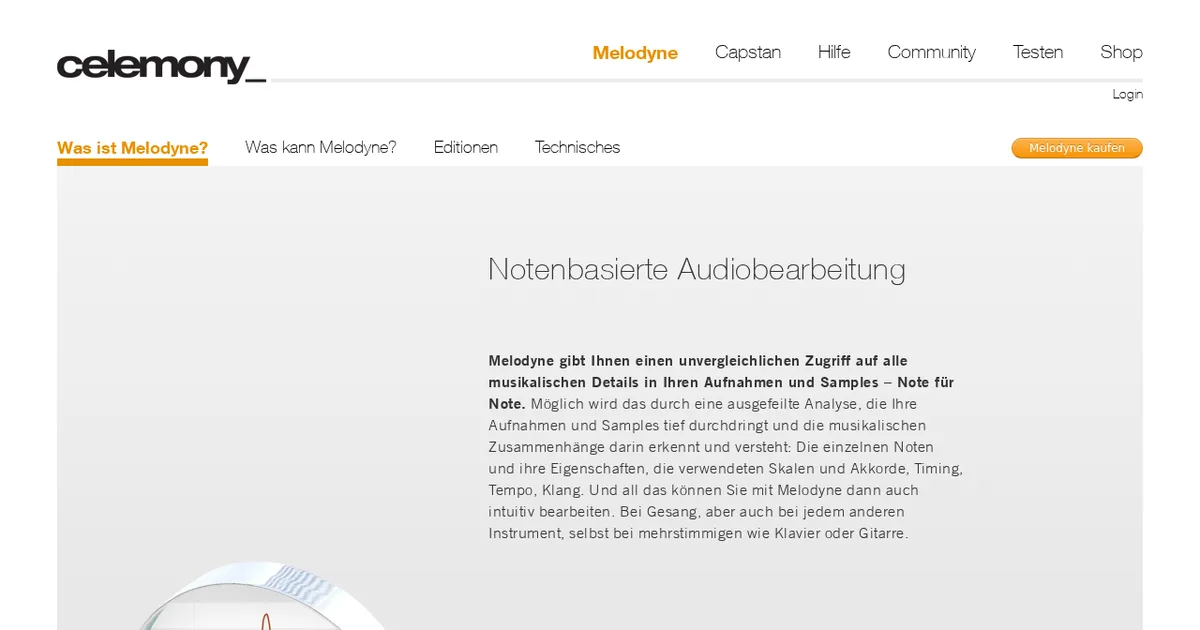 Screenshot von Melodyne (Celemony)