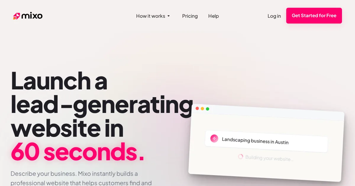 Screenshot von Mixo.io