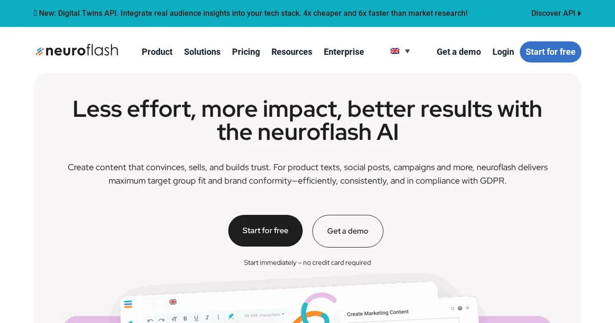 Screenshot von neuroflash