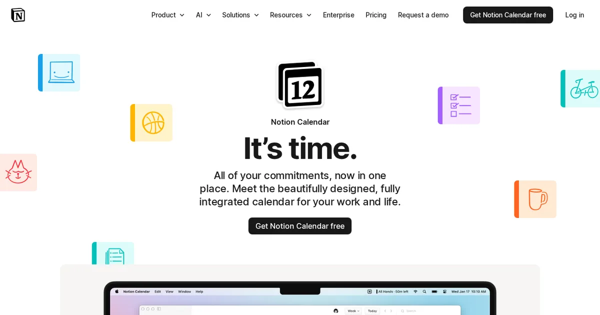 Screenshot von Notion Calendar