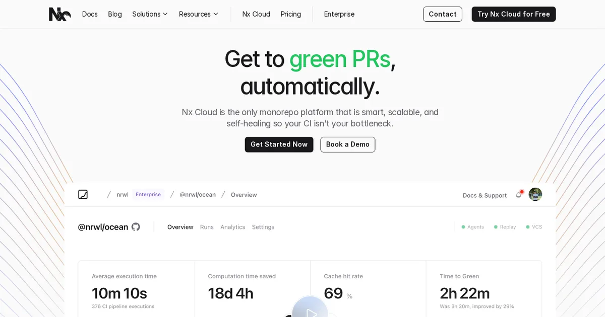 Screenshot von Nx Cloud